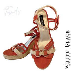 White House | Black Market - Orange Suede Espadrille Wedge - Sz: 7